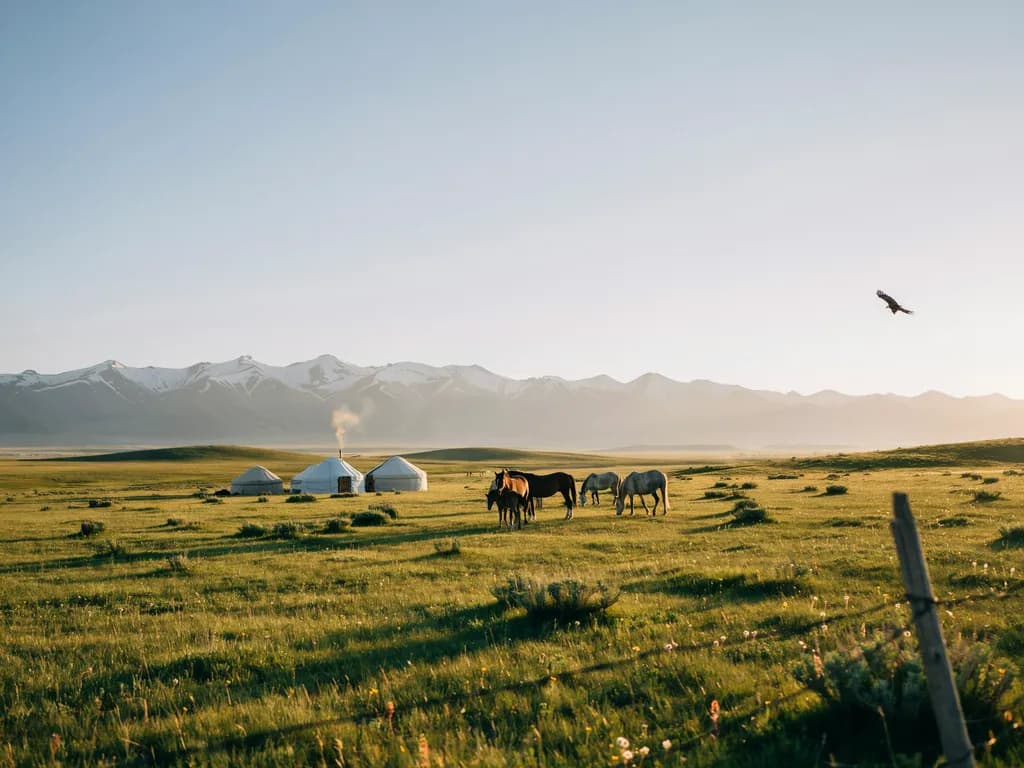 Mongolia - step, jurty i konie
