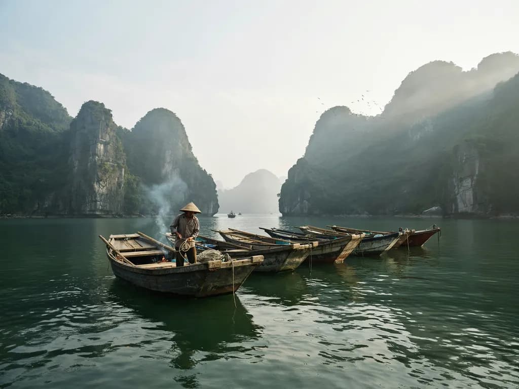 Wietnam - zatoka Ha Long i łodzie